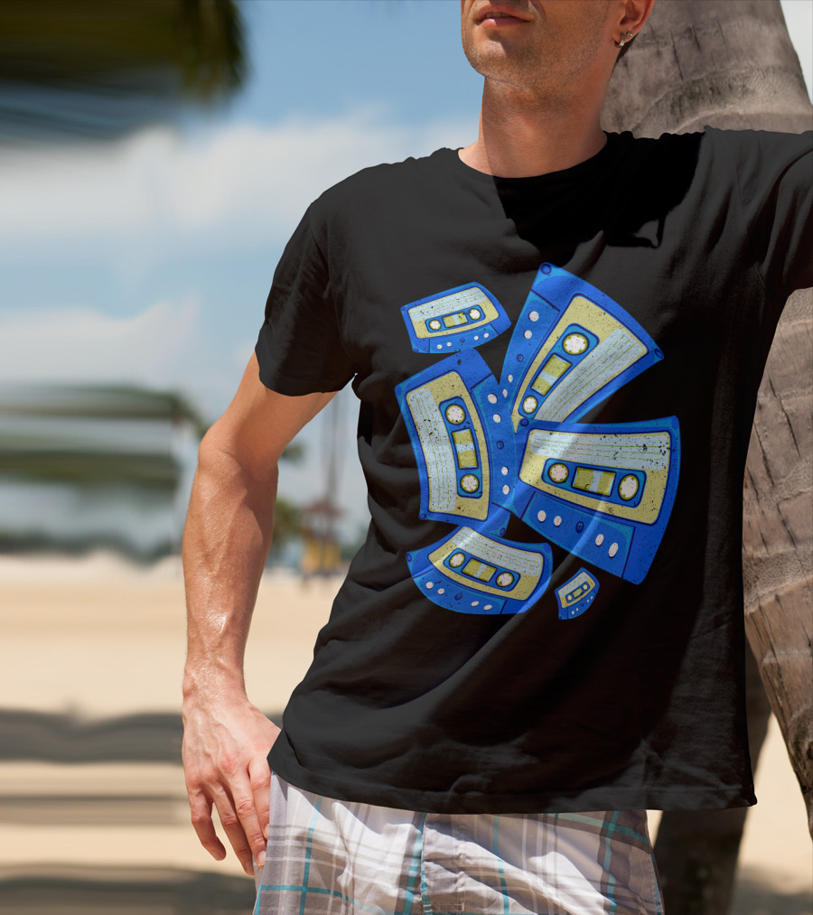 Vaporwave Cassette Mixtape Analog Music Retro Aesthetic Blue Tapes T-Shirt