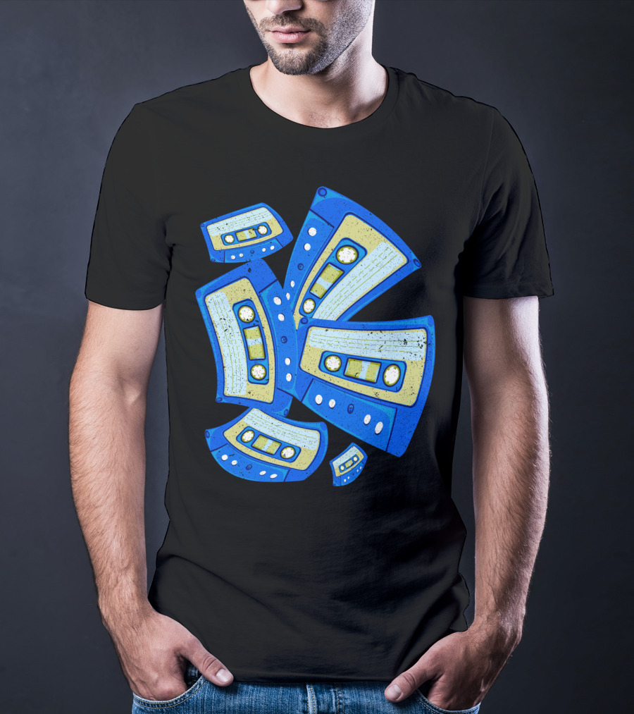 Vaporwave Cassette Mixtape Analog Music Retro Aesthetic Blue Tapes T-Shirt