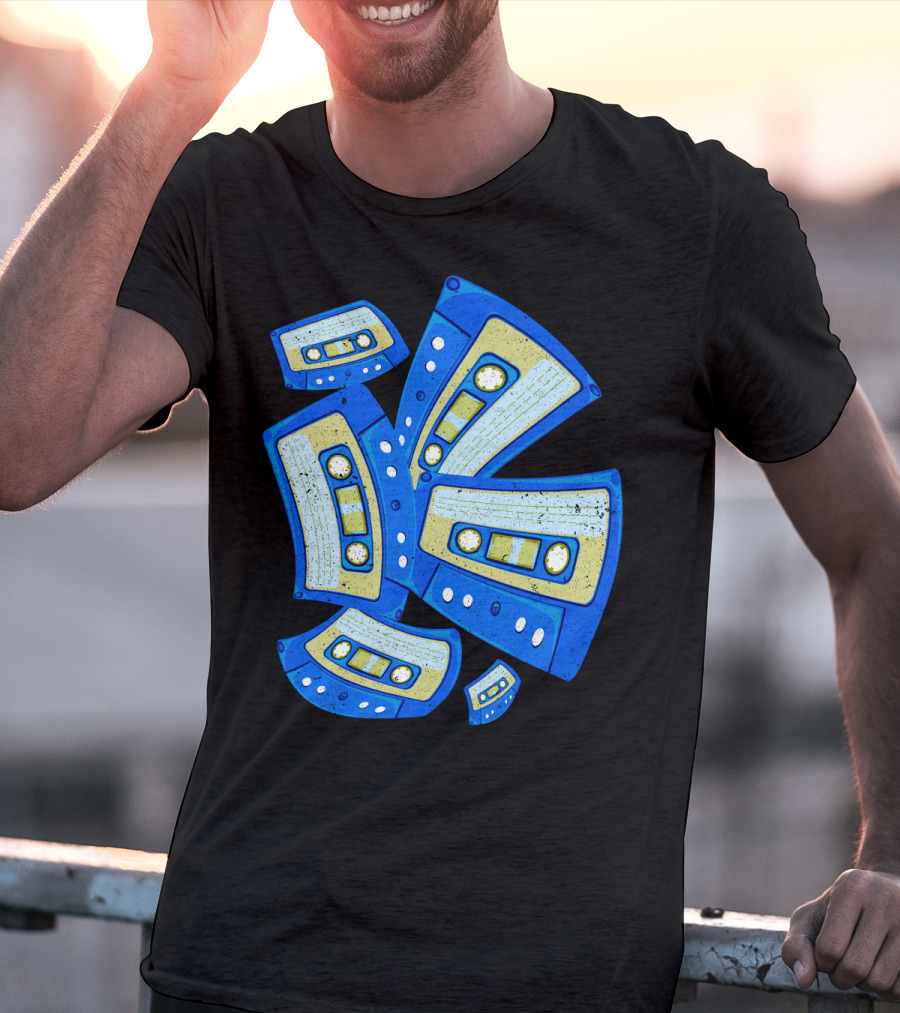 Vaporwave Cassette Mixtape Analog Music Retro Aesthetic Blue Tapes T-Shirt