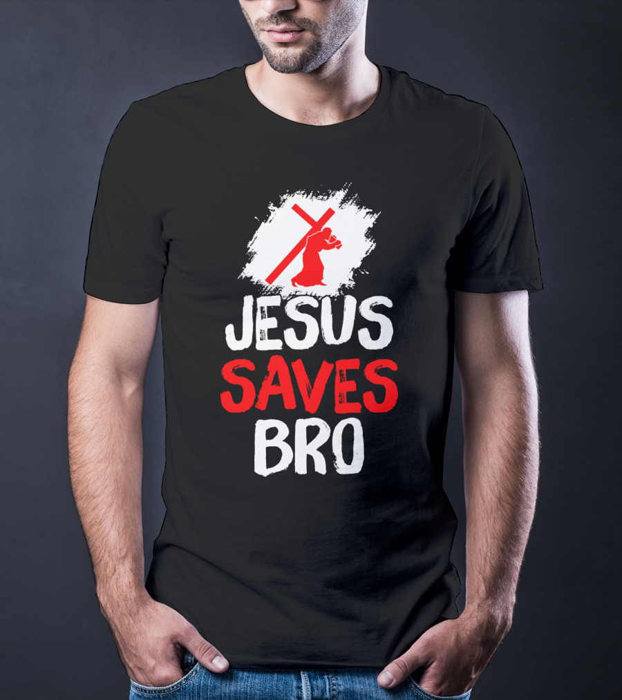 Jesus Saves Bro Bold Faith Funny Christian Premium T-Shirt