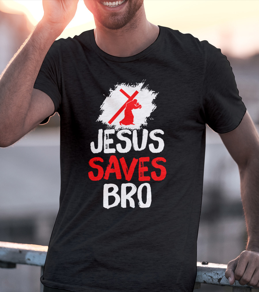 Jesus Saves Bro Bold Faith Funny Christian Premium T-Shirt
