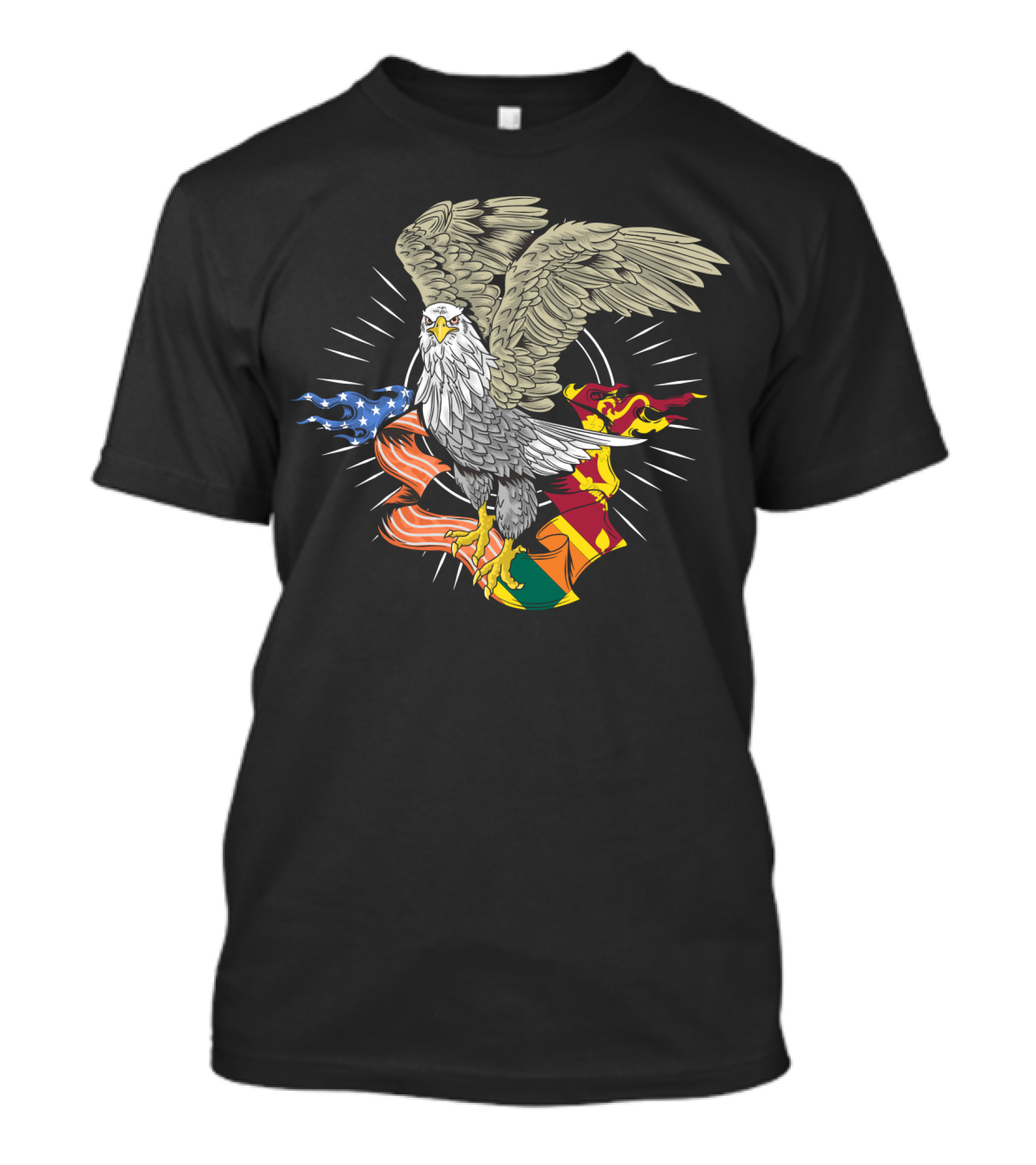 Sri Lankan American Flag Bald Eagle Fusion T-Shirt