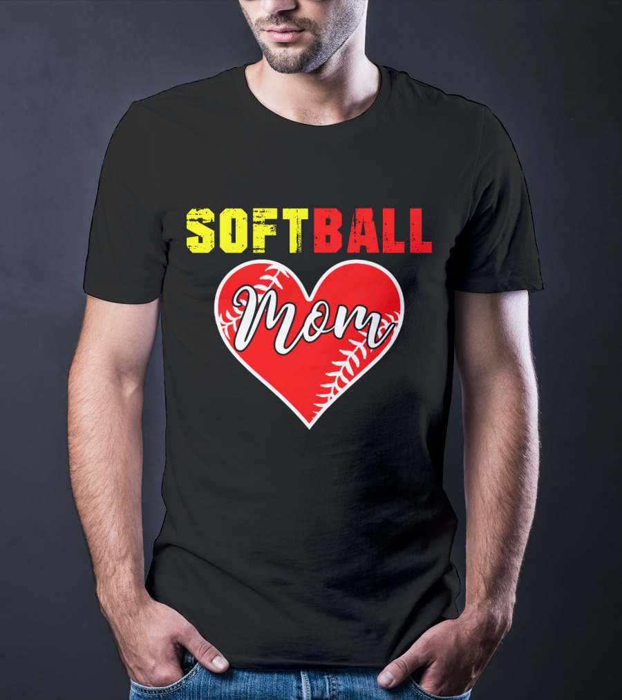 Softball Mom Heart Softball Fans T-Shirt