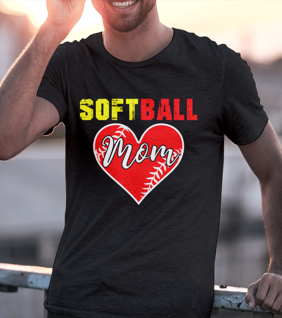 Softball Mom Heart Softball Fans T-Shirt