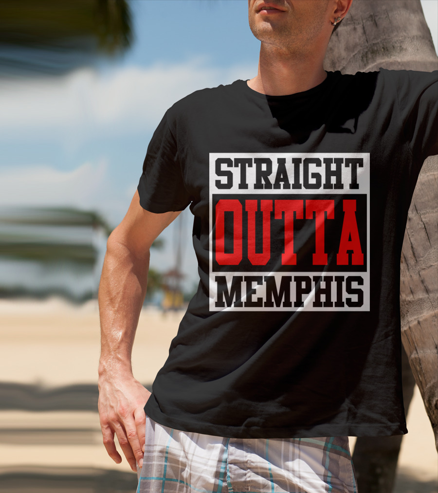 Straight Outta Memphis Bold Urban Block Text T-Shirt