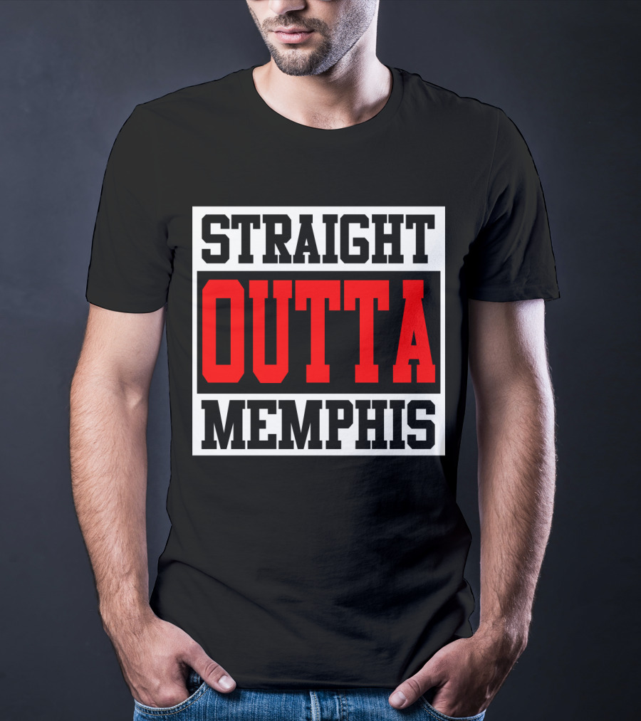 Straight Outta Memphis Bold Urban Block Text T-Shirt