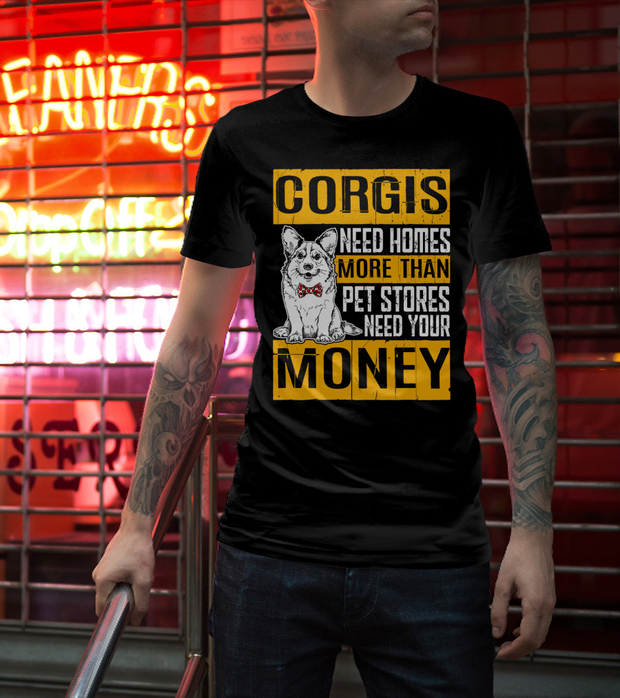 Corgis Need Homes More Than Pet Stores Need Your Money Bowtie T-Shirt