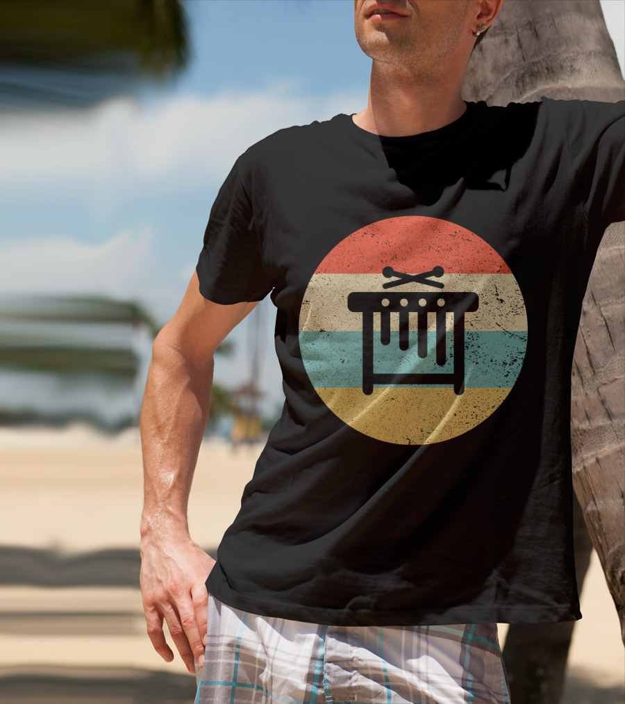 Vintage Retro Marimba Xylophone Circle Stripes T-Shirt