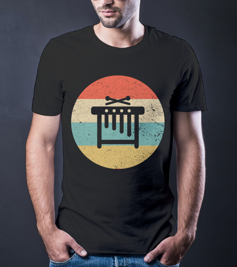 Vintage Retro Marimba Xylophone Circle Stripes T-Shirt