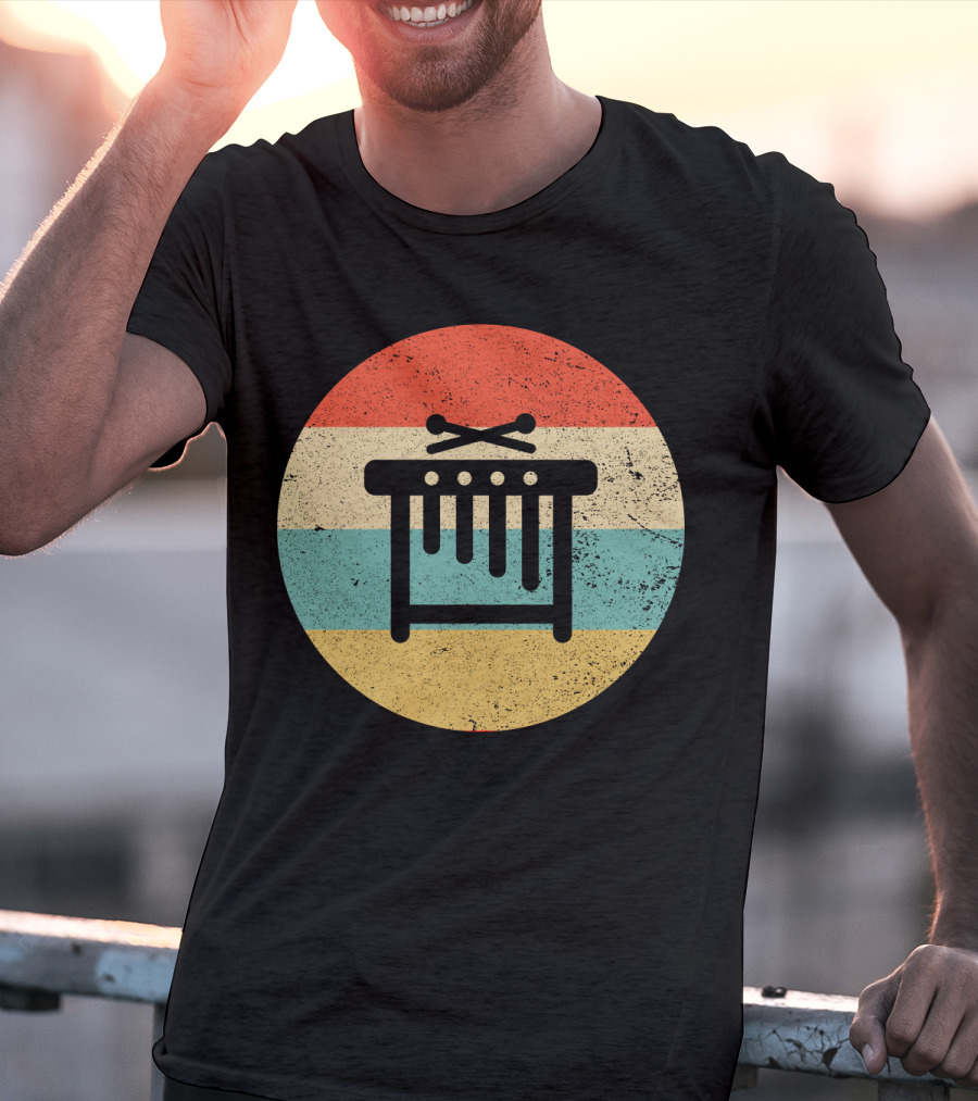 Vintage Retro Marimba Xylophone Circle Stripes T-Shirt