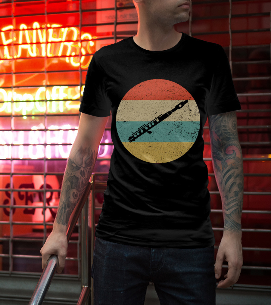 Vintage Retro Piccolo Colorful Distressed Circle T-Shirt