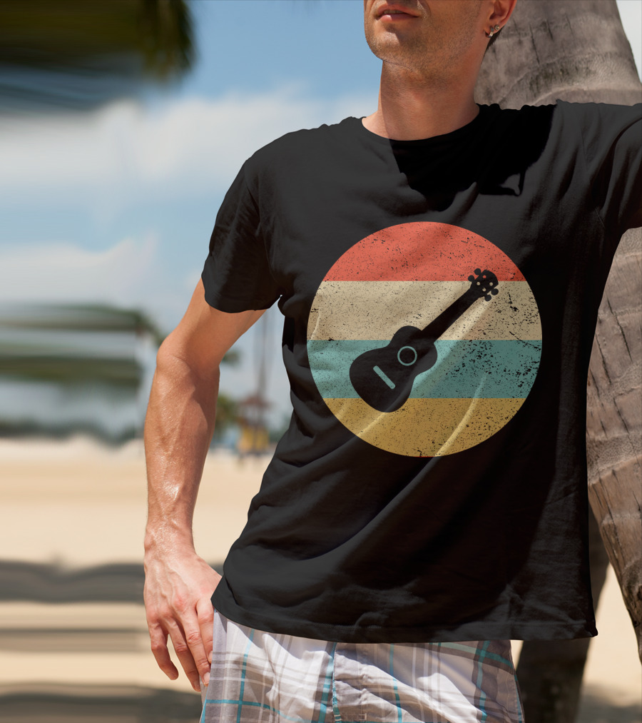 Vintage Retro Striped Ukulele T-Shirt