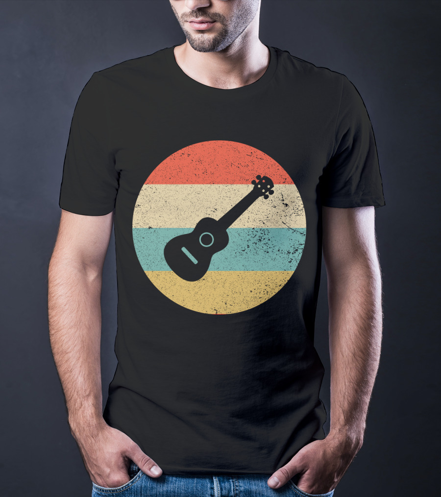 Vintage Retro Striped Ukulele T-Shirt
