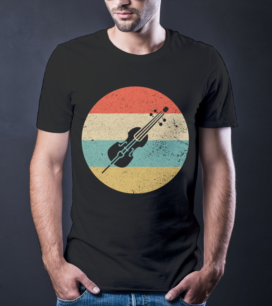 Vintage Retro Cello Circle Striped T-Shirt