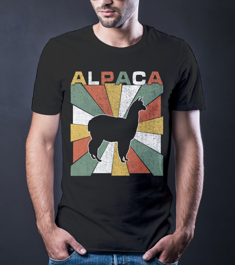 Alpaca Retro 70s Silhouette Vintage Colors T-Shirt