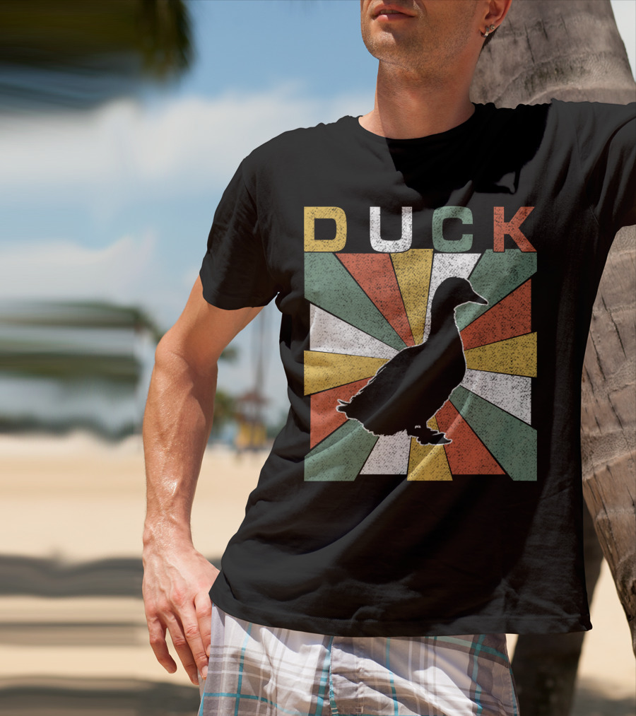 Duck Retro 70s Vintage Silhouette Sunburst T-Shirt