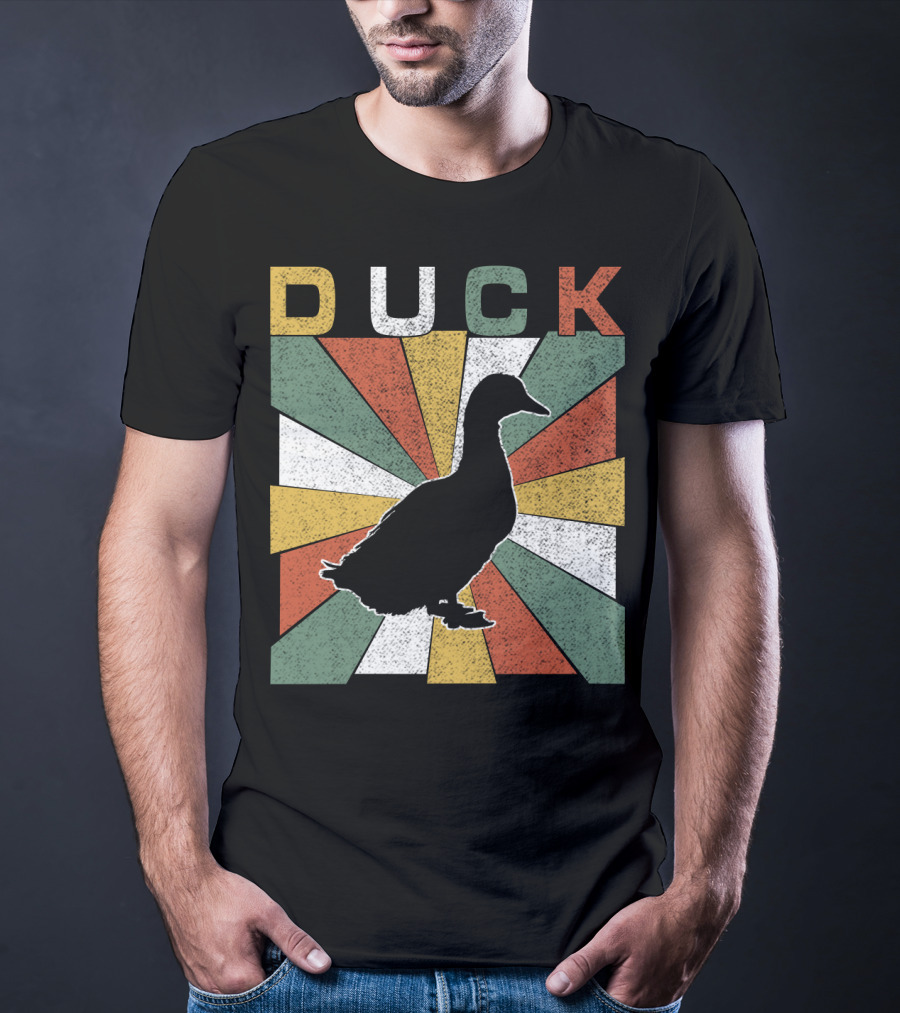 Duck Retro 70s Vintage Silhouette Sunburst T-Shirt