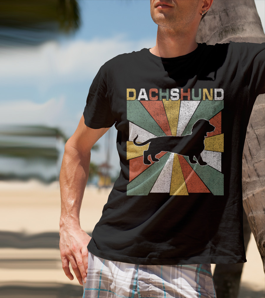 Dachshund Retro 70s Silhouette Vintage T-Shirt