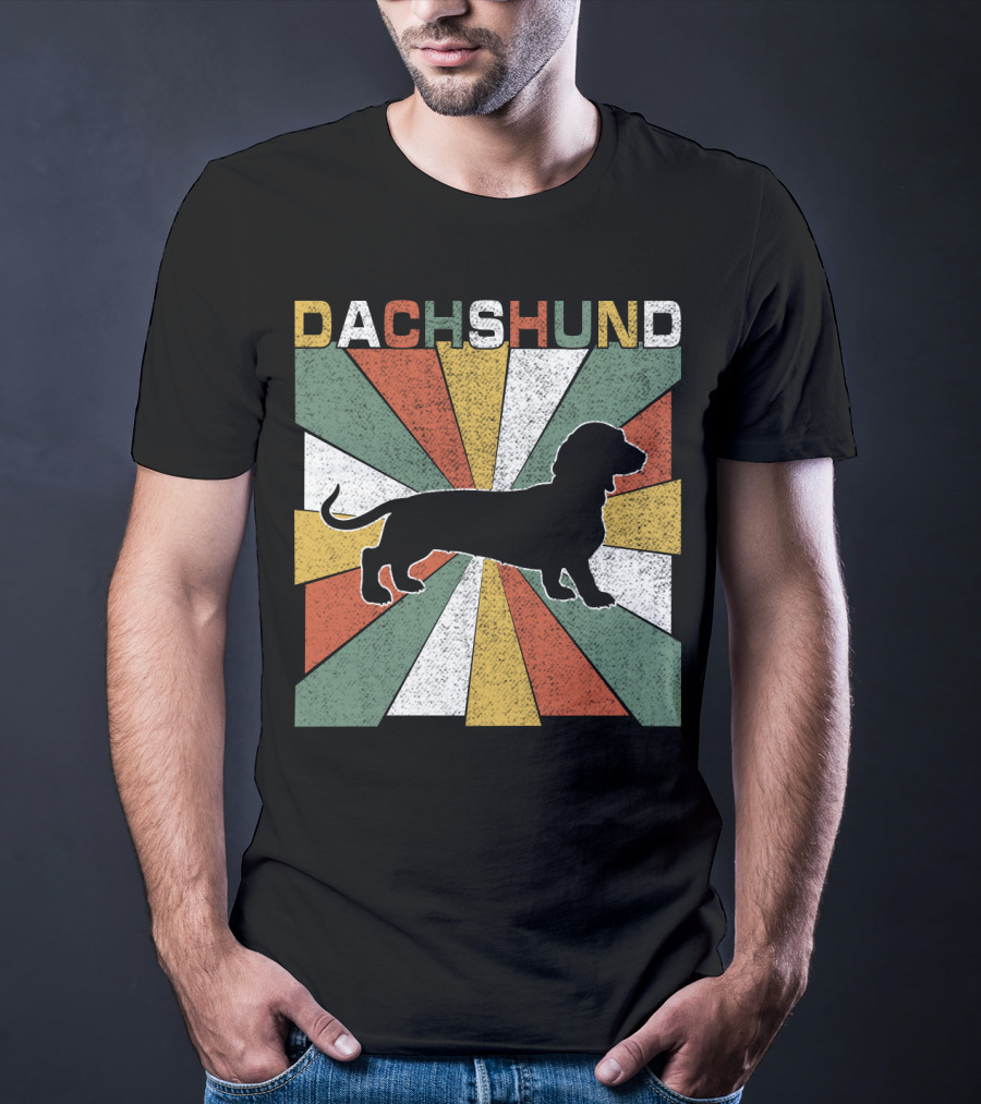 Dachshund Retro 70s Silhouette Vintage T-Shirt