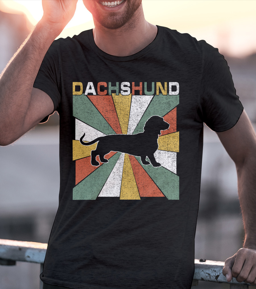 Dachshund Retro 70s Silhouette Vintage T-Shirt