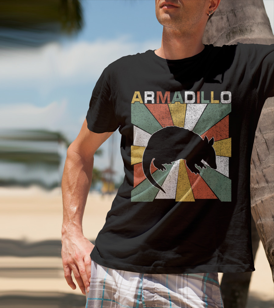 Armadillo Retro 70s Vintage Rainbow Burst T-Shirt