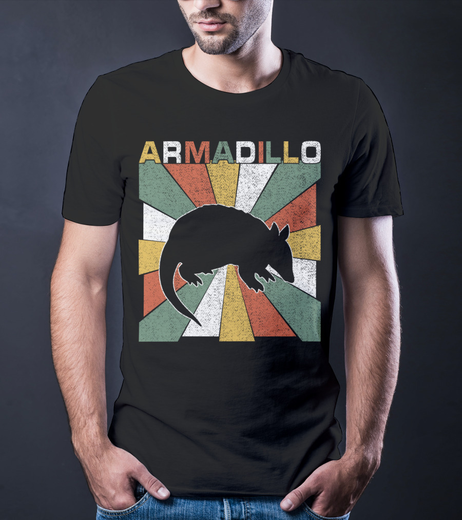 Armadillo Retro 70s Vintage Rainbow Burst T-Shirt