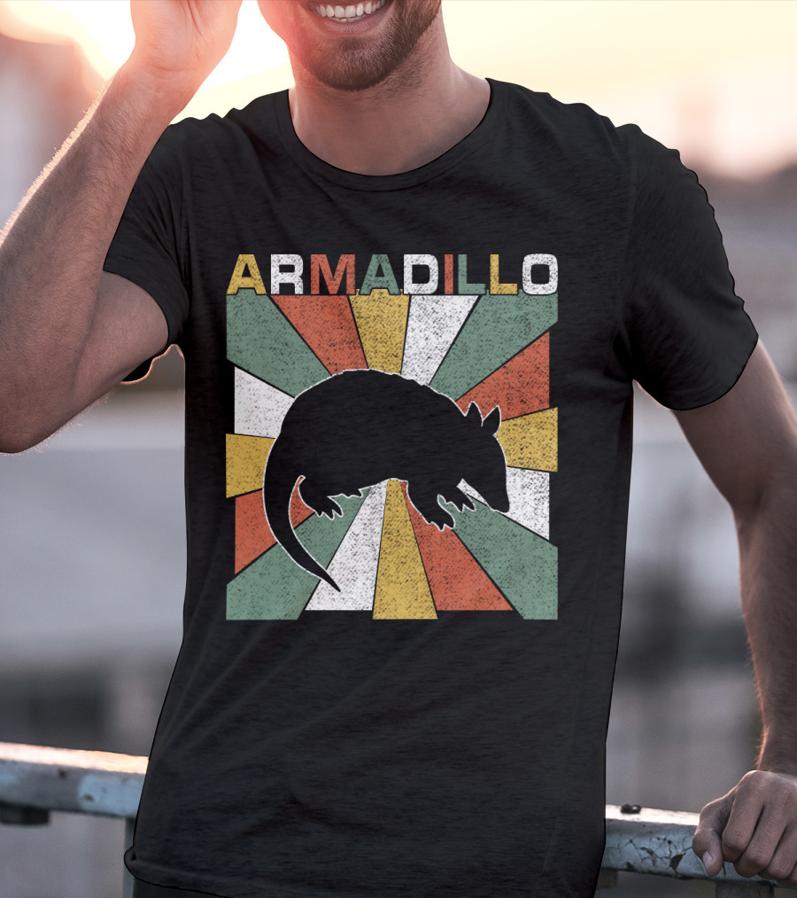 Armadillo Retro 70s Vintage Rainbow Burst T-Shirt