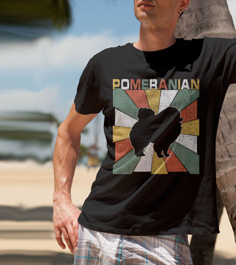Pomeranian Dogs Retro 70s T-Shirt