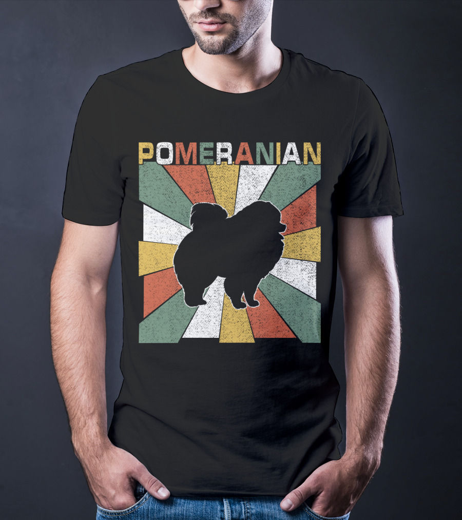 Pomeranian Dogs Retro 70s T-Shirt