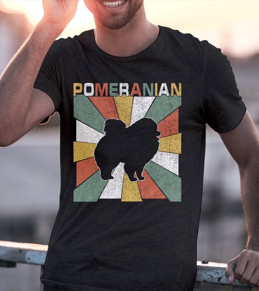 Pomeranian Dogs Retro 70s T-Shirt