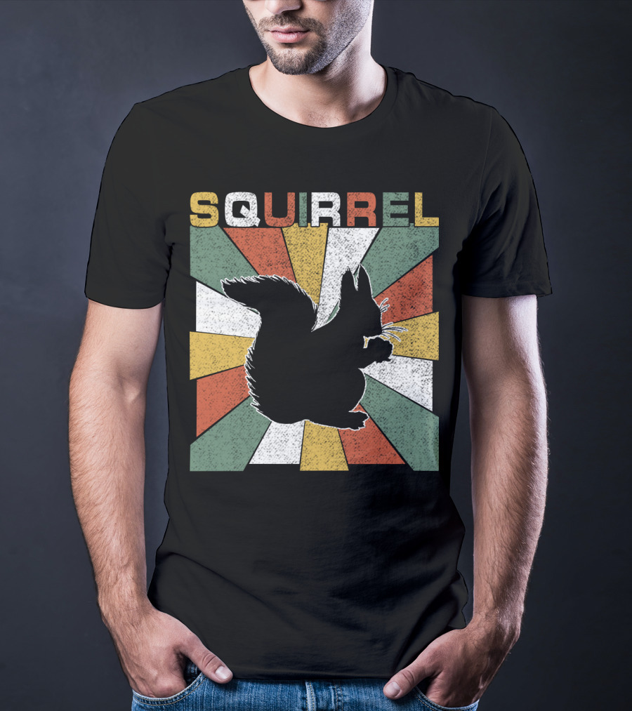 Squirrel Retro 70s Silhouette Vintage Colors T-Shirt