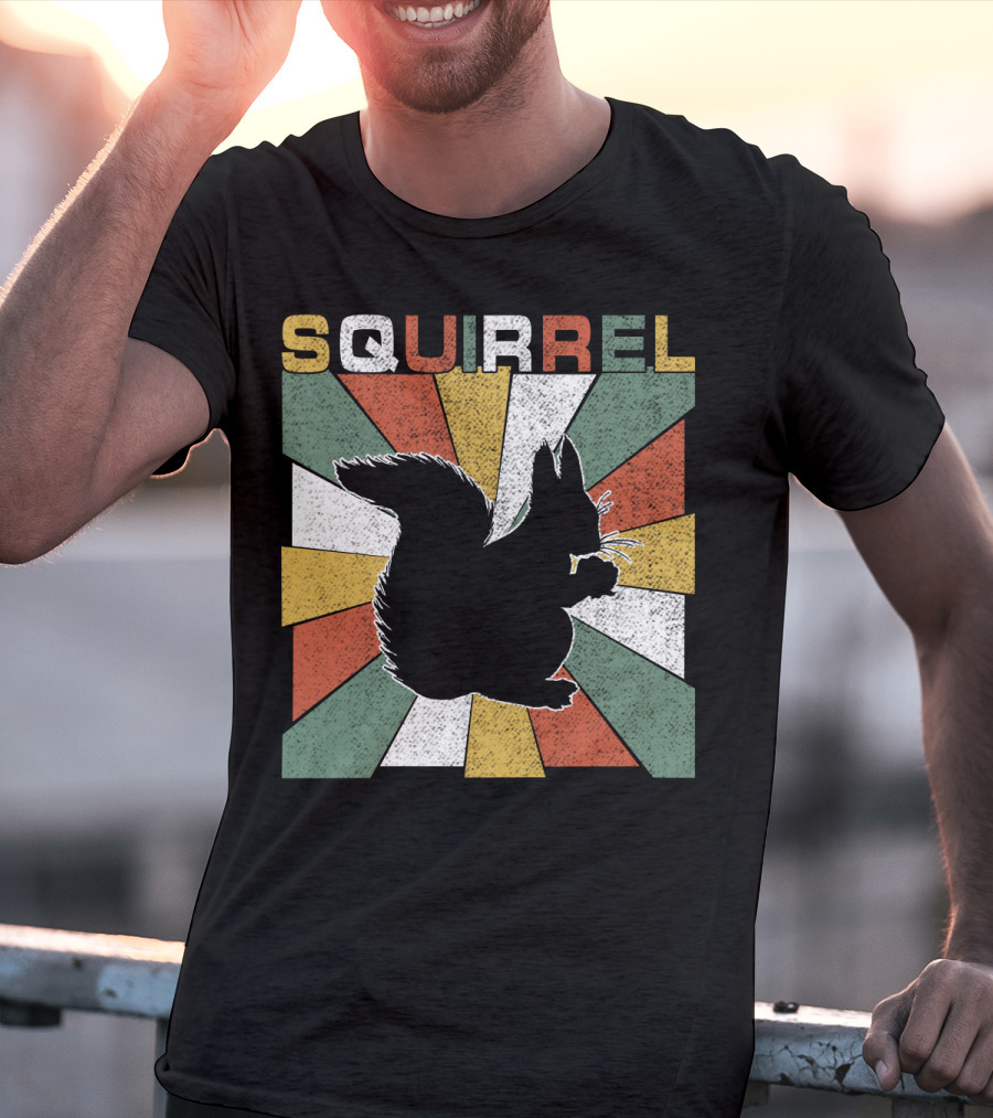 Squirrel Retro 70s Silhouette Vintage Colors T-Shirt