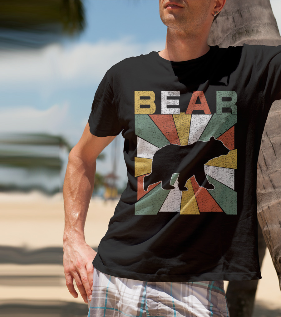 Bear Retro 70s Vintage Silhouette Burst T-Shirt