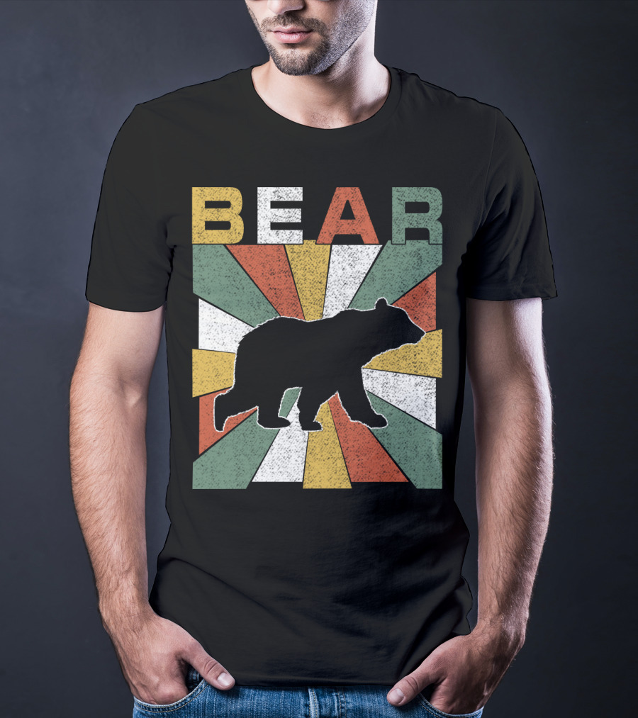Bear Retro 70s Vintage Silhouette Burst T-Shirt