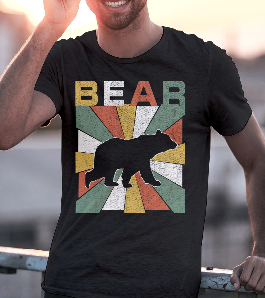 Bear Retro 70s Vintage Silhouette Burst T-Shirt