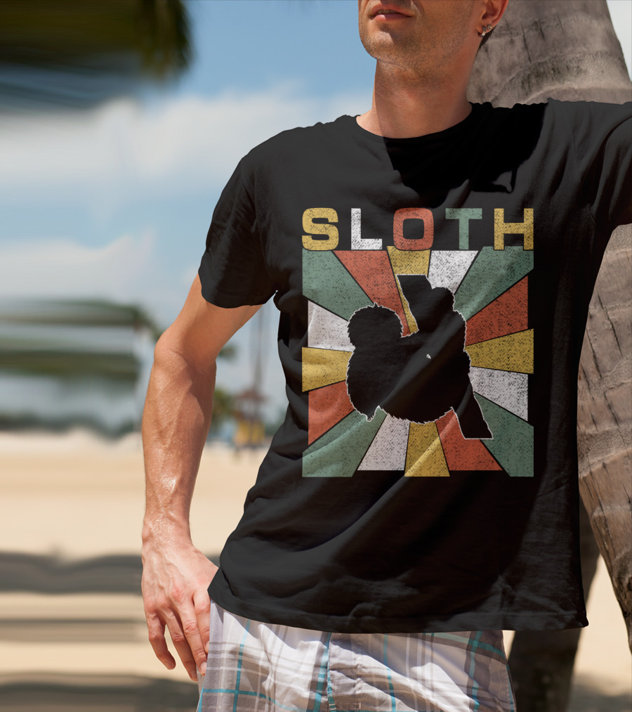 Sloth Retro 70s Vintage Colorful T-Shirt