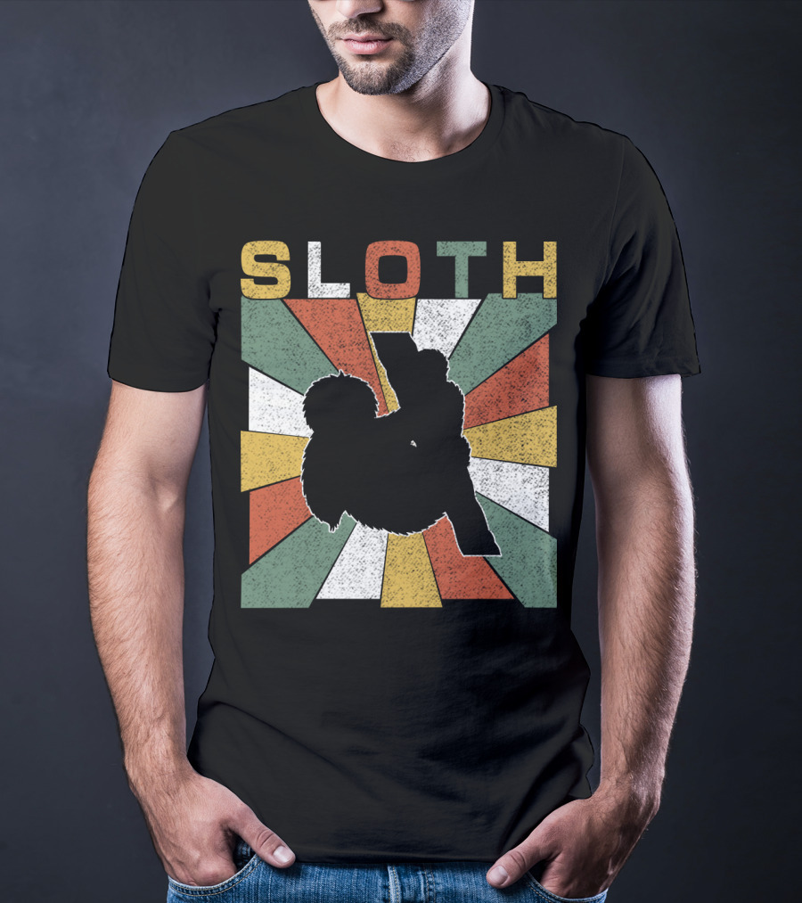 Sloth Retro 70s Vintage Colorful T-Shirt