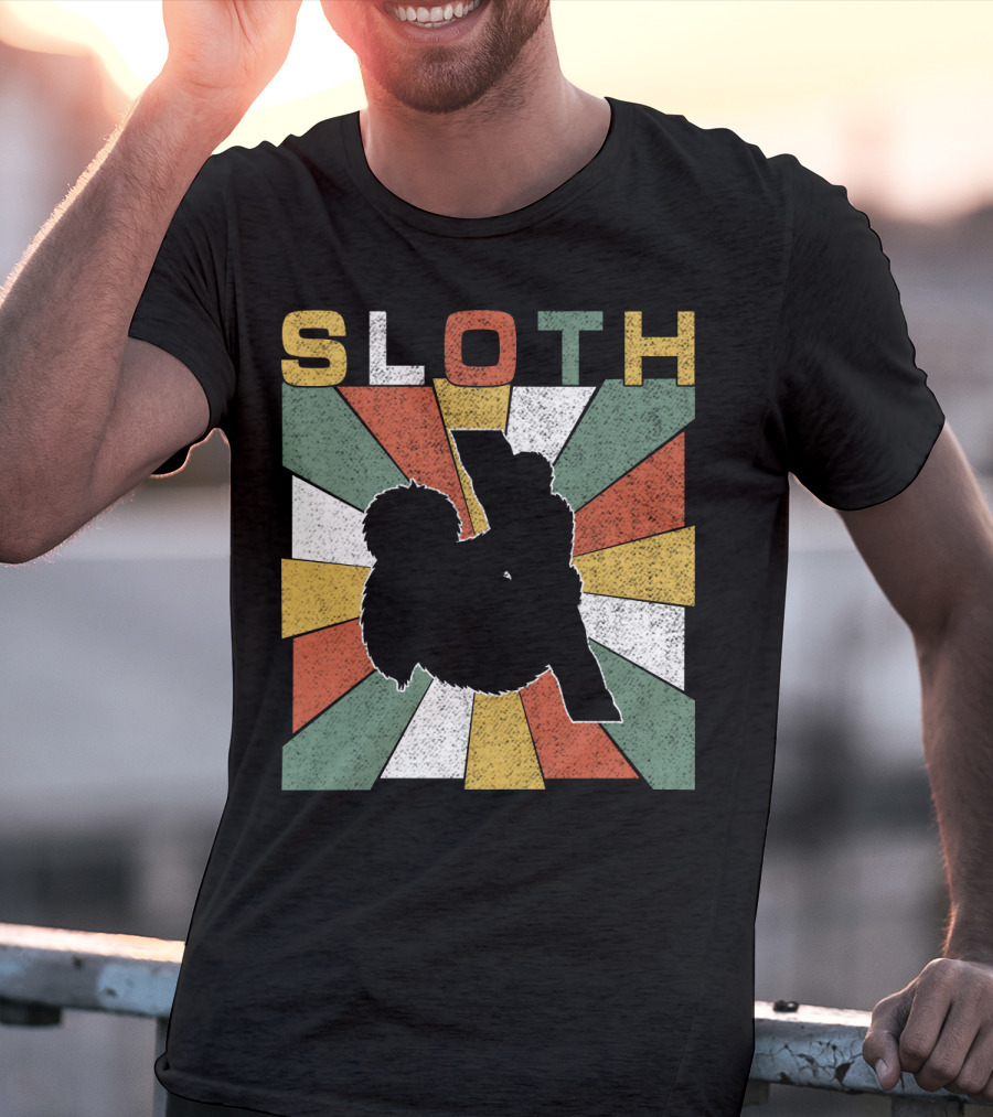 Sloth Retro 70s Vintage Colorful T-Shirt