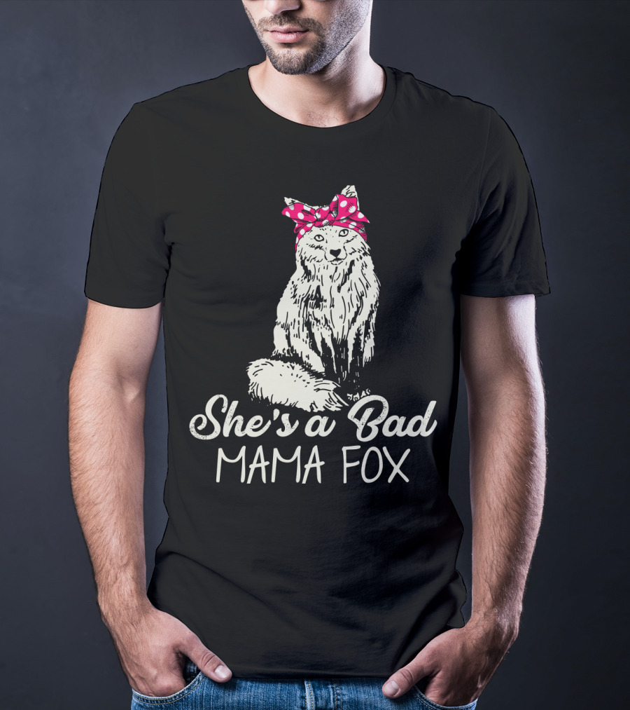 She's A Bad Mama Fox In Red Polka Dot Headscarf T-Shirt