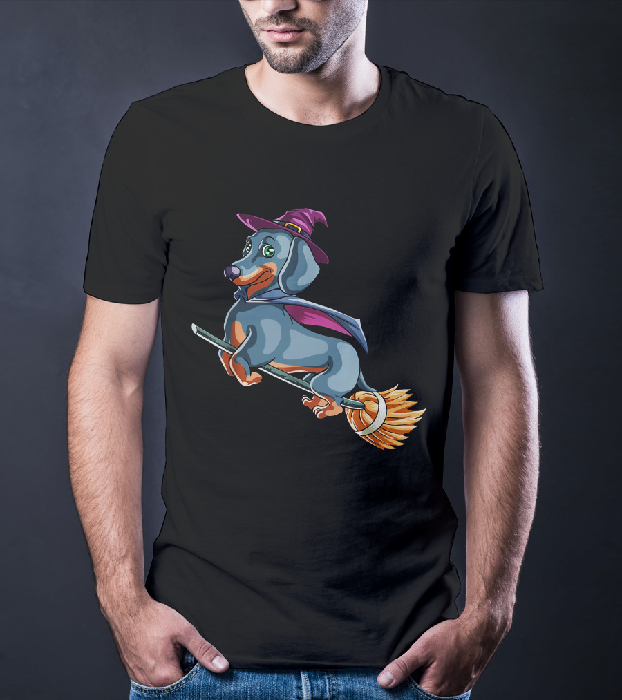 Halloween Dachshund Witch Costume Funny Scary T-Shirt