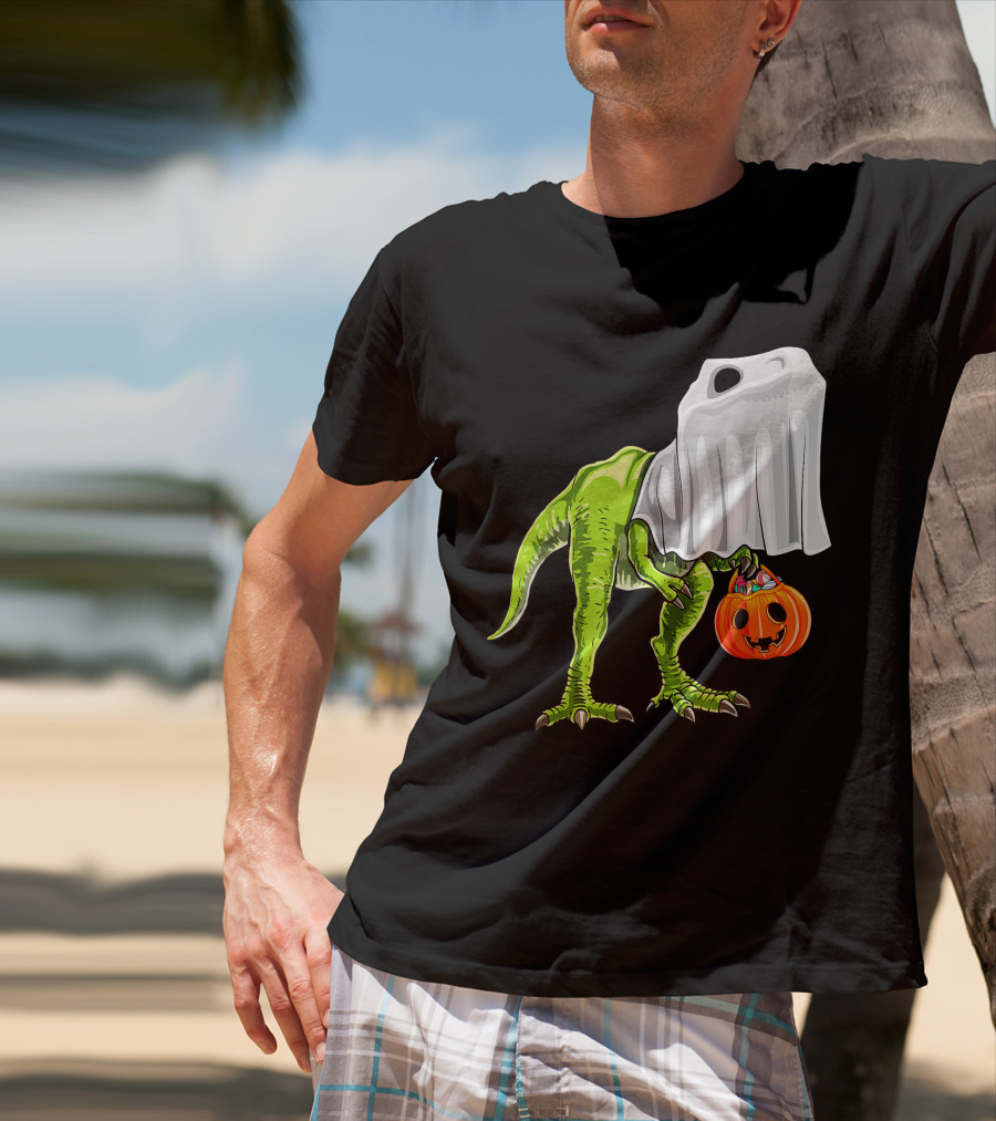Halloween Rex Dinosaur Ghost Costume Pumpkin T-Shirt