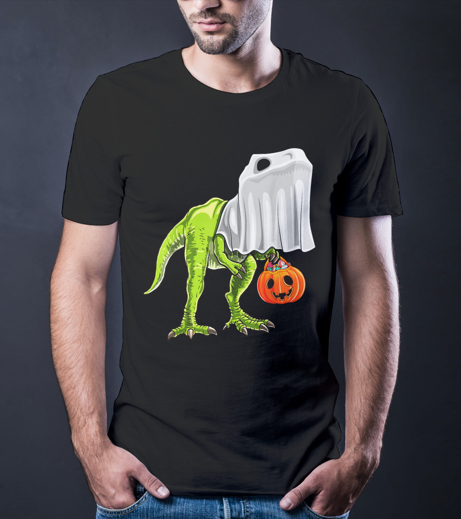 Halloween Rex Dinosaur Ghost Costume Pumpkin T-Shirt