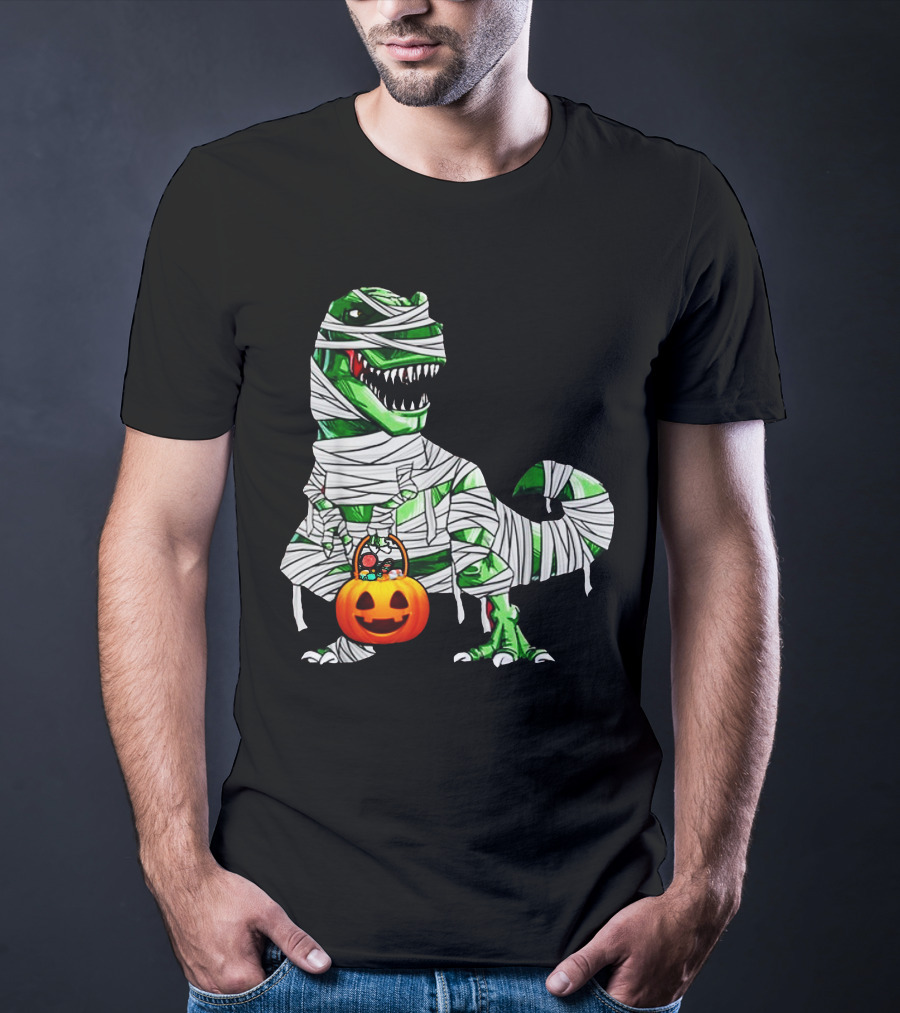 Halloween Pumpkin Mummy Dinosaur T-Shirt