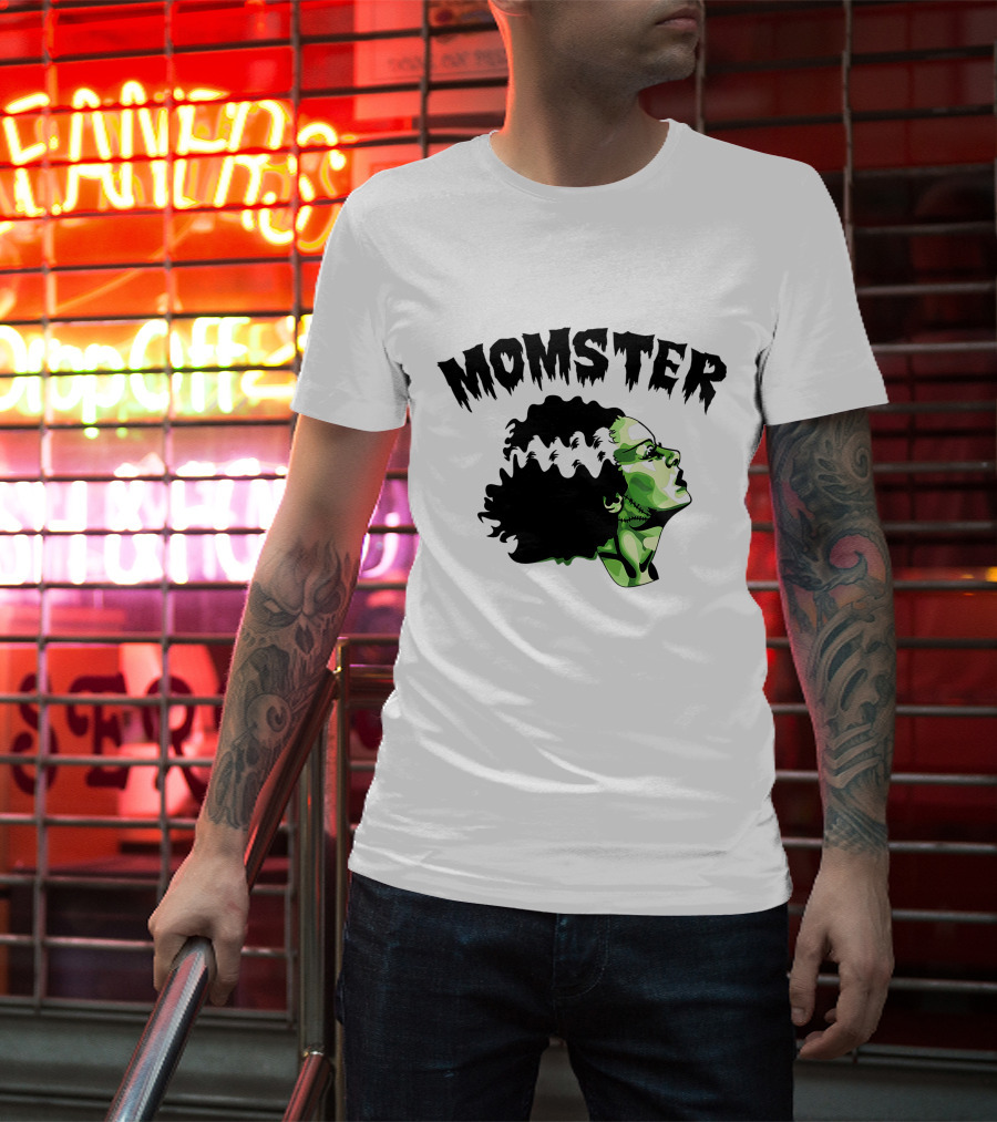 Momster Frankenstein Bride Parody Green Horror Text T-Shirt