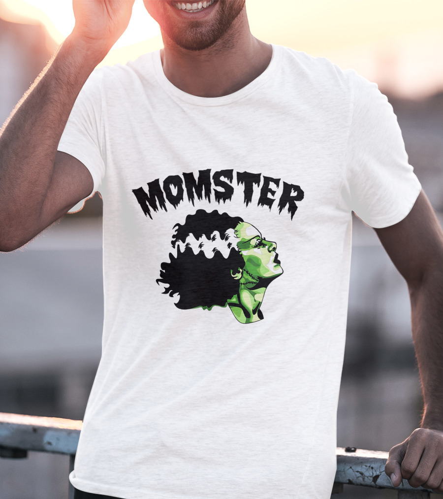 Momster Frankenstein Bride Parody Green Horror Text T-Shirt