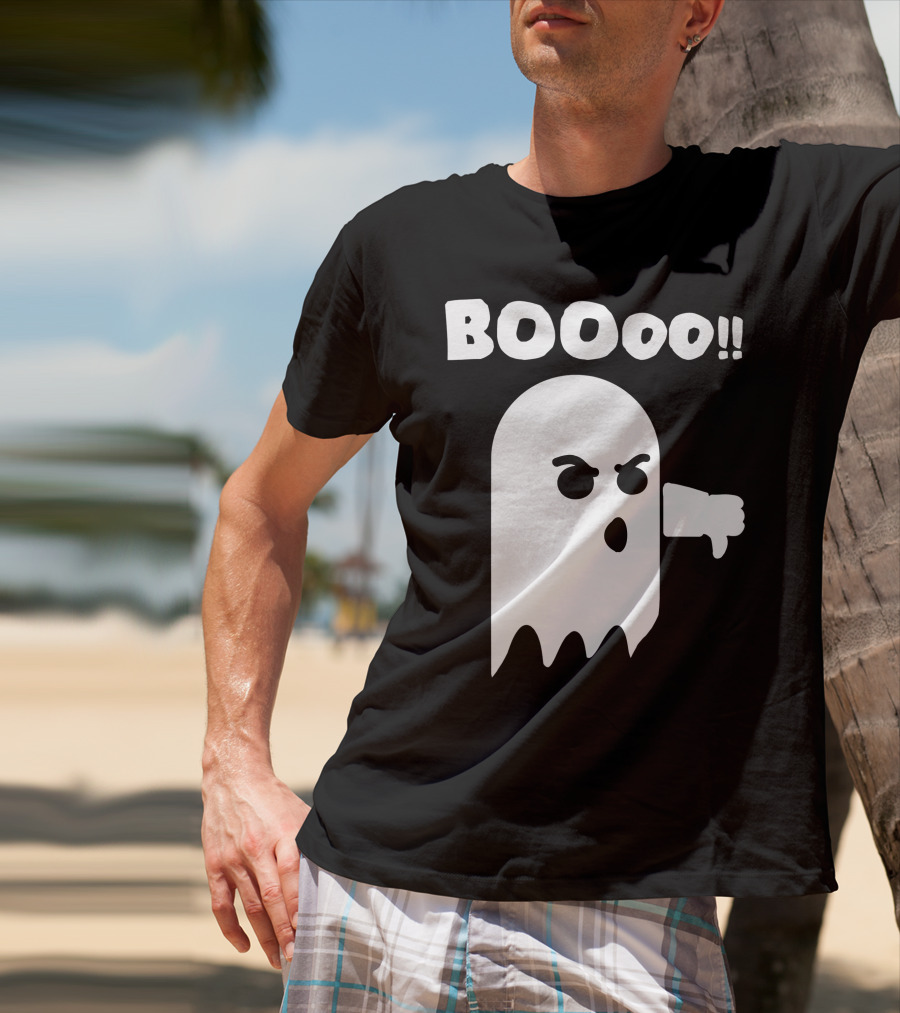 Funny Halloween Ghost BOOoo Thumbs Down T-Shirt