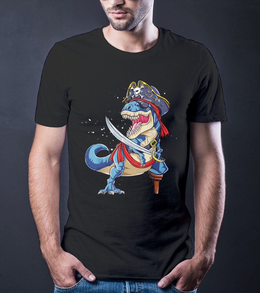 Pirate T-Rex With Sword And Hat T-Shirt