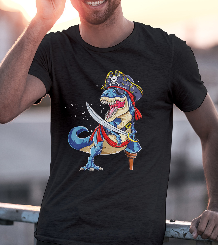Pirate T-Rex With Sword And Hat T-Shirt