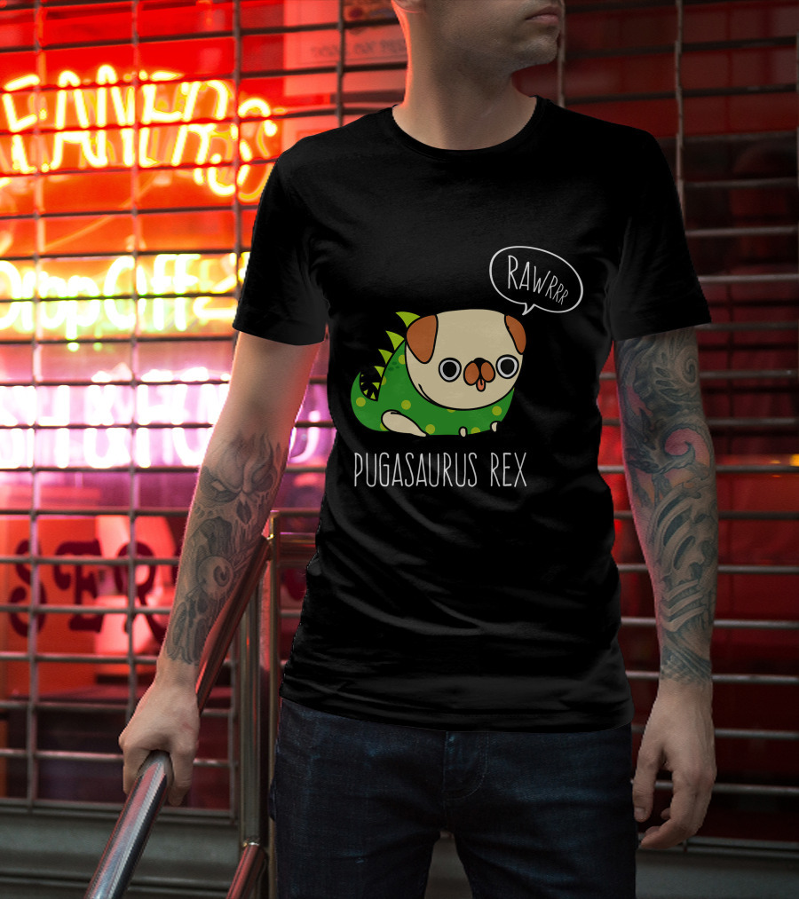 Pugasaurus Rex Pug Dog Halloween Rawrrr T-Shirt