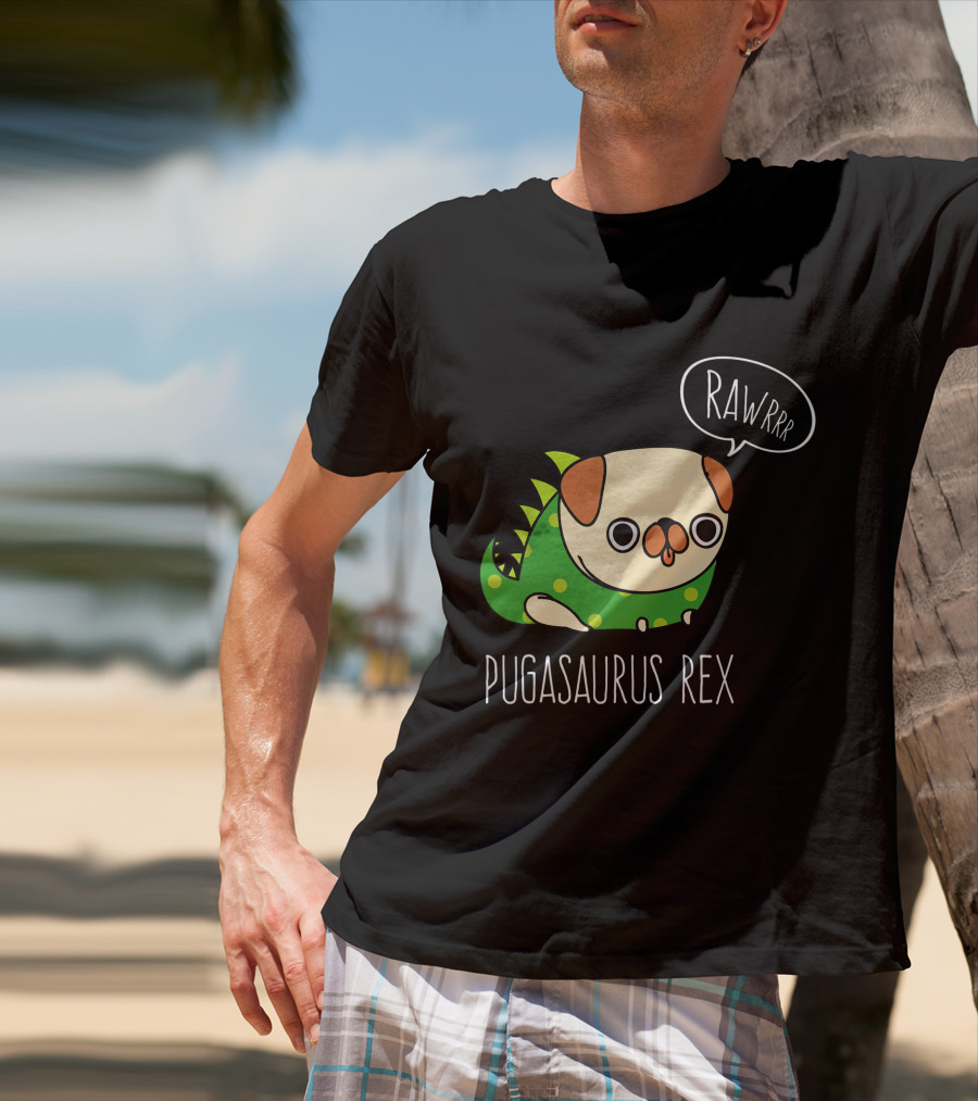 Pugasaurus Rex Pug Dog Halloween Rawrrr T-Shirt